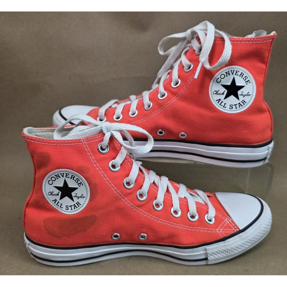 Converse Chuck Taylor All Star Hi Neon Orange Sneakers Mens 6.5 Womens 8.5